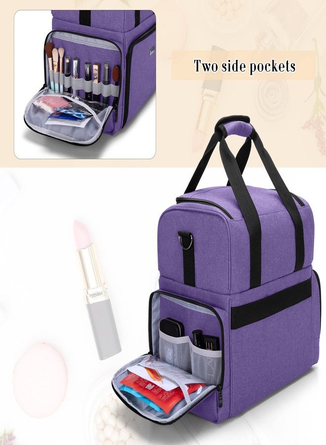 BAFASO 2 Layers Large Travel Makeup Bag with 3 Inner Removable Pouches, Cosmetic Bag with Detachable Dividers (Patented), Purple - Image 4