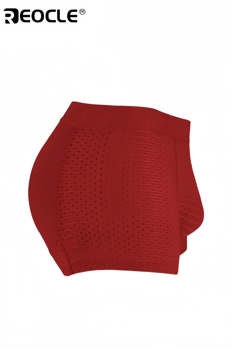 REOCLE Men's Mesh Underwear Boxer Back Padded Underwear Boxer Shaper Boxer Nylon Ice Silk Breathable Shapewear Padded Enhancing Underwear - Image 1