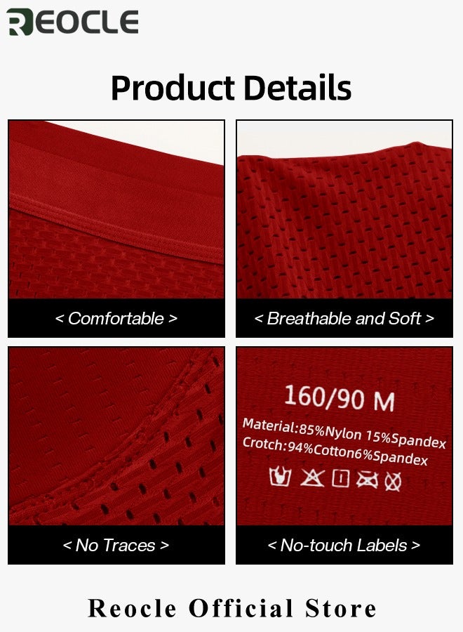REOCLE Men's Mesh Underwear Boxer Back Padded Underwear Boxer Shaper Boxer Nylon Ice Silk Breathable Shapewear Padded Enhancing Underwear - Image 4