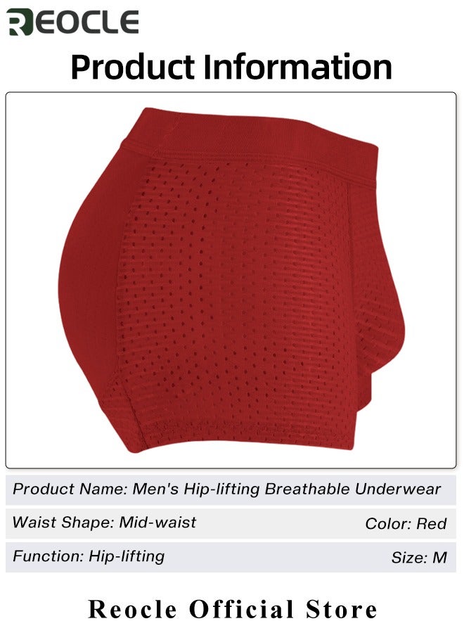REOCLE Men's Mesh Underwear Boxer Back Padded Underwear Boxer Shaper Boxer Nylon Ice Silk Breathable Shapewear Padded Enhancing Underwear - Image 5