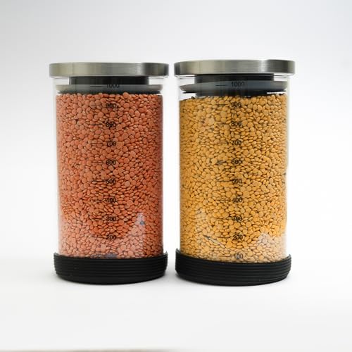 Femora Borosilicate Glass Jar With Silicon Bottom & Airtight Steel Lid| Glass Jar For Kitchen| Kitchen Storage Jars|1 Year Warranty|Jars for Gifting, Snacks, Spice, Cookies, Dry Food|1000 ML|Set Of 2 - Image 2