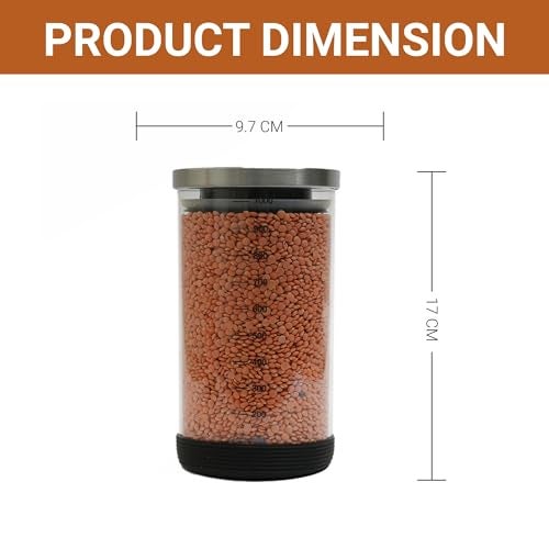 Femora Borosilicate Glass Jar With Silicon Bottom & Airtight Steel Lid| Glass Jar For Kitchen| Kitchen Storage Jars|1 Year Warranty|Jars for Gifting, Snacks, Spice, Cookies, Dry Food|1000 ML|Set Of 2 - Image 3