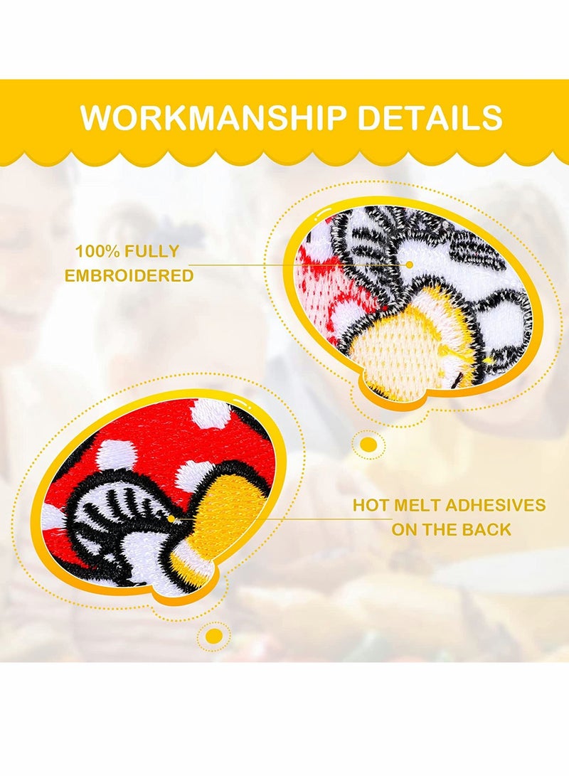 SOLARAE Mushroom Embroidery Patches, 40 Pcs Clothing Mini Stickers Nature Patches Suitable for Clothes Dress Hat Pants Shoes Curtain DIY Applique Patch Sewing Craft Decoration - Image 2