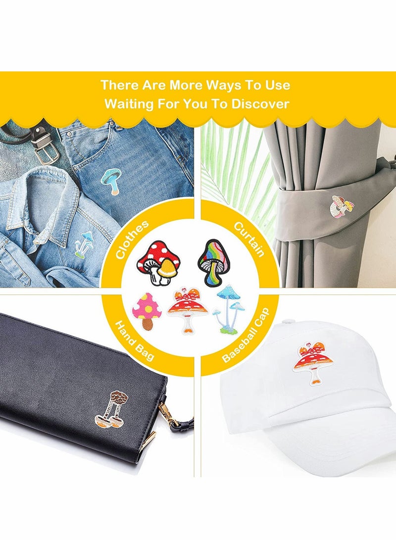 SOLARAE Mushroom Embroidery Patches, 40 Pcs Clothing Mini Stickers Nature Patches Suitable for Clothes Dress Hat Pants Shoes Curtain DIY Applique Patch Sewing Craft Decoration - Image 4