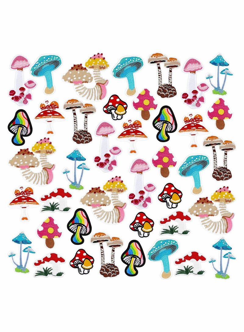SOLARAE Mushroom Embroidery Patches, 40 Pcs Clothing Mini Stickers Nature Patches Suitable for Clothes Dress Hat Pants Shoes Curtain DIY Applique Patch Sewing Craft Decoration - Image 1