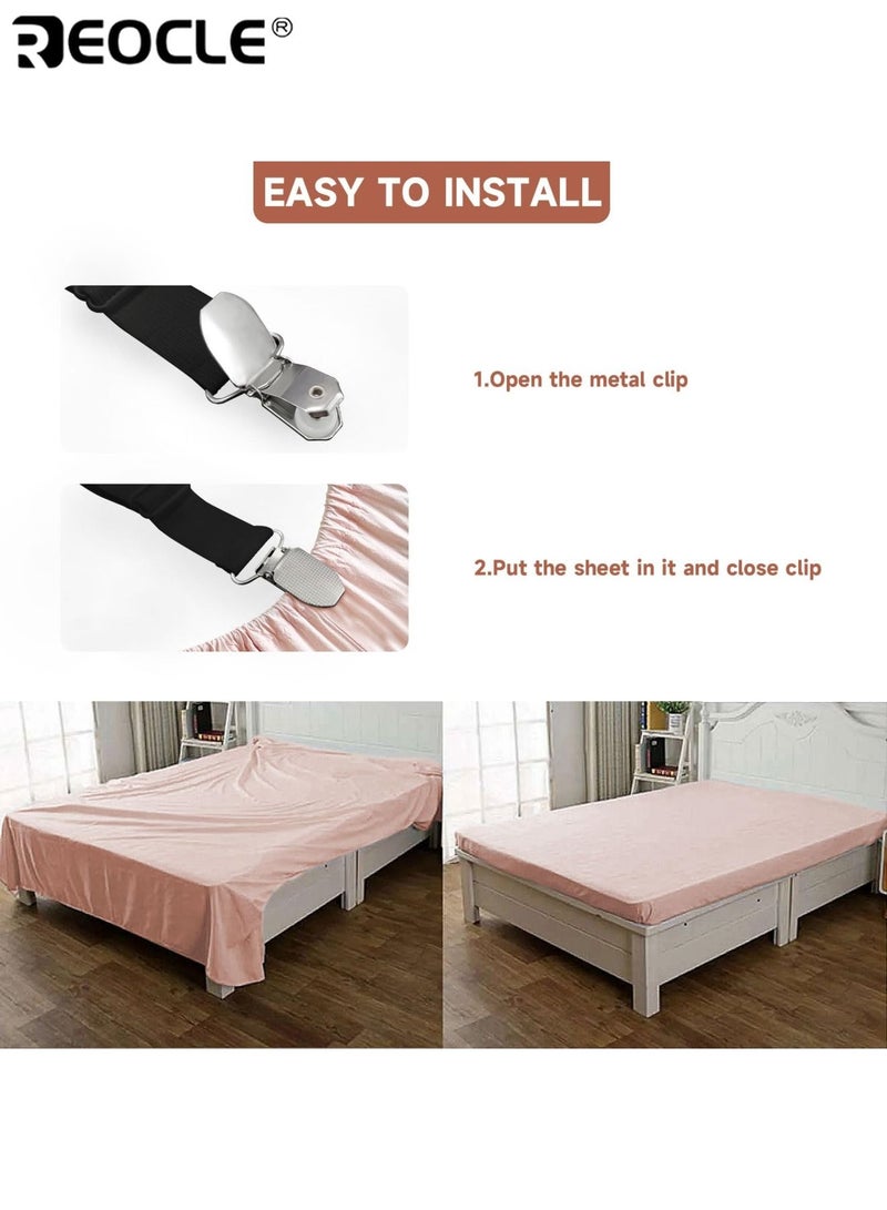 ريوكل 8 مشابك مثلثة قابلة للتعديل لتثبيت اللحاف أو شرشف السرير، مشابك قوية غير مرئية للحفاظ على استقرار الفراش، مناسبة للأسرّة والمفروشات - Image 5