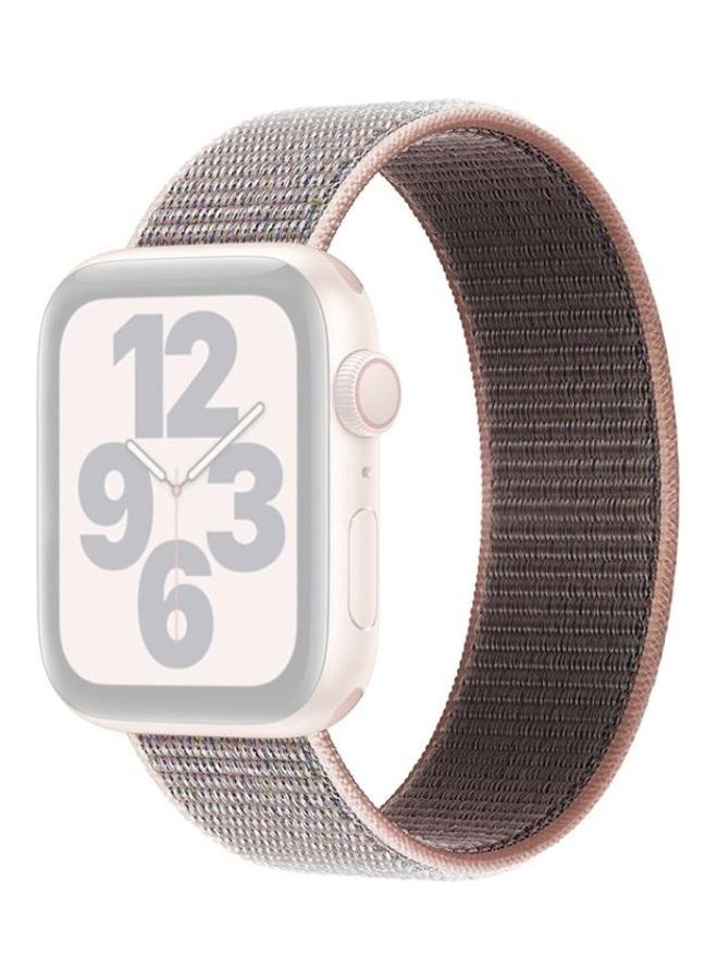 NIBEMINENT Single Lap Nylon Replacement Watchband, Size: L 165mm for Apple Watch Series 7/6/SE/5/4/3/2/1 42/44/45mm Sand Pink - Image 1