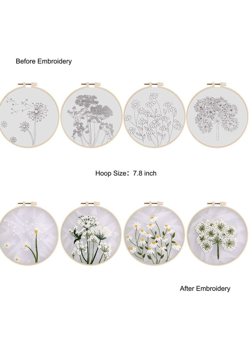 Y&D Embroidery Starters Kit for Beginners Adults, Stamped Cross Stitch Kits Include 4 Cloth, Hoops, Threads and Needles  - Image 5