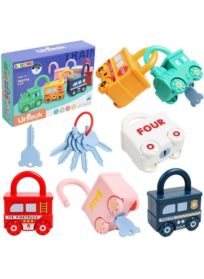 GKDOMS Montessori Learning Toys Sorting & Matching Locks and Keys Toddlers Sensory Car Activity Fine Motor Toy, Birthday Gifts for Kids Age 2-5 Years, Easter Basket Stuffers - Image 1