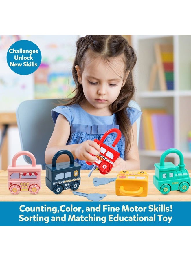 GKDOMS Montessori Learning Toys Sorting & Matching Locks and Keys Toddlers Sensory Car Activity Fine Motor Toy, Birthday Gifts for Kids Age 2-5 Years, Easter Basket Stuffers - Image 2