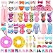 ENOCHT Lot 26 Pack Doll Clothes and Accessories Beach Bathing Set Including 5 Swimsuit 1 Bathrobe 2 Swimming Rings with 18 pcs Glasses Shoes Drinks for 115 inch Girl Dolls - Image 2