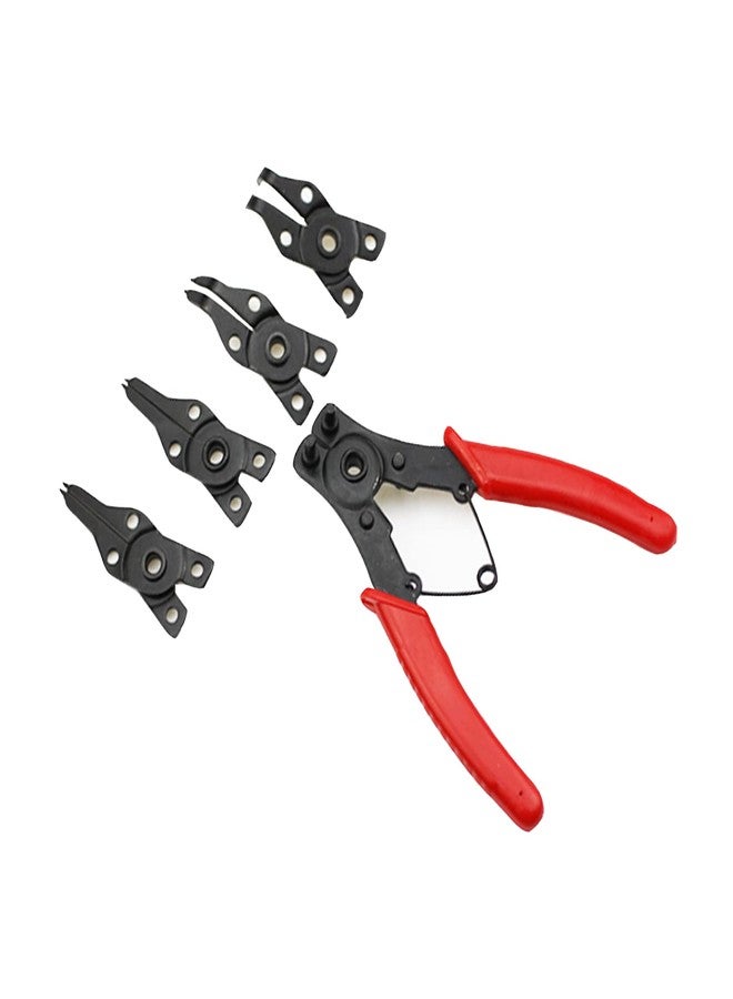 JRangelp 4 in 1 Multifunctional Snap Ring Pliers Set Convertible Snap Ring Pliers with 3PCS Interchangeable Jaw Head Clip Pliers Set 45°, 90° & 180° Angled Jaws for Auto and Engine Repairing(RED) - Image 1