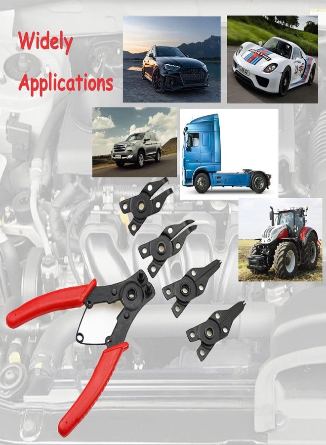 JRangelp 4 in 1 Multifunctional Snap Ring Pliers Set Convertible Snap Ring Pliers with 3PCS Interchangeable Jaw Head Clip Pliers Set 45°, 90° & 180° Angled Jaws for Auto and Engine Repairing(RED) - Image 3