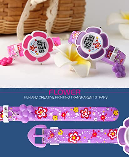 SNE Kids Watch Girl Flower Shape Watch Novelty Cartoon Digital Watch 1144 (pink1) - Image 4