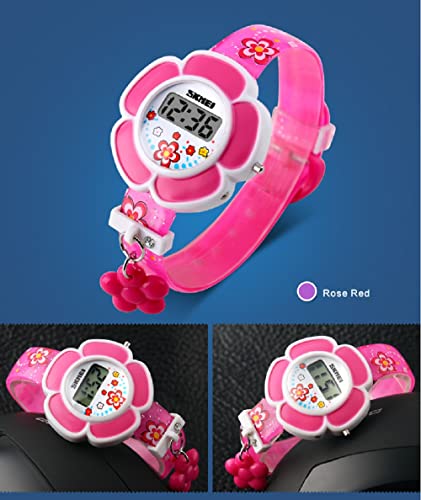 SNE Kids Watch Girl Flower Shape Watch Novelty Cartoon Digital Watch 1144 (pink1) - Image 2