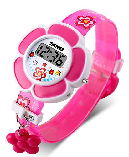 SNE Kids Watch Girl Flower Shape Watch Novelty Cartoon Digital Watch 1144 (pink1) - Image 1