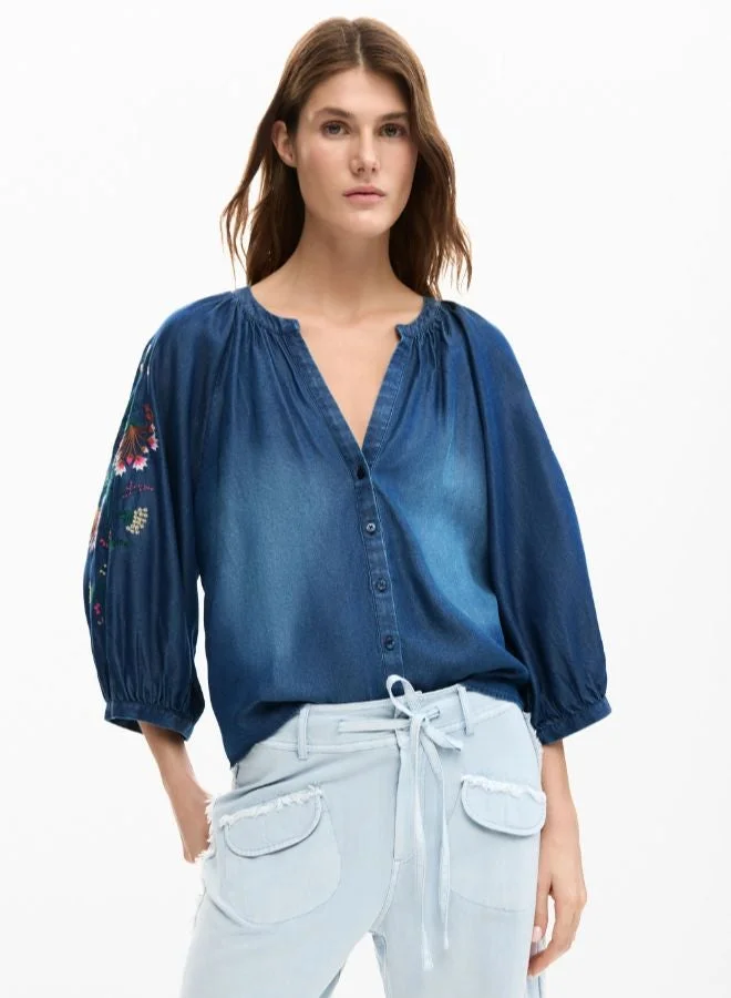 DESIGUAL Embroidered balloon blouse