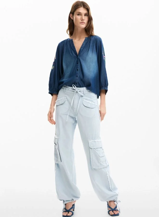 DESIGUAL Embroidered balloon blouse