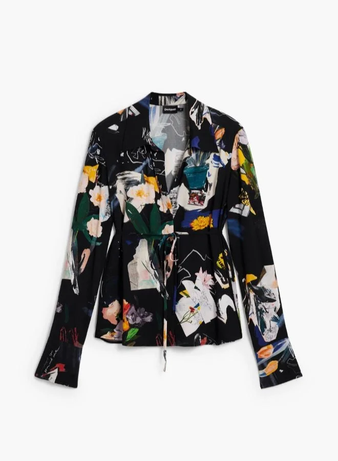 Desigual Blue Embroidered balloon blouse for Women | Best Price UAE