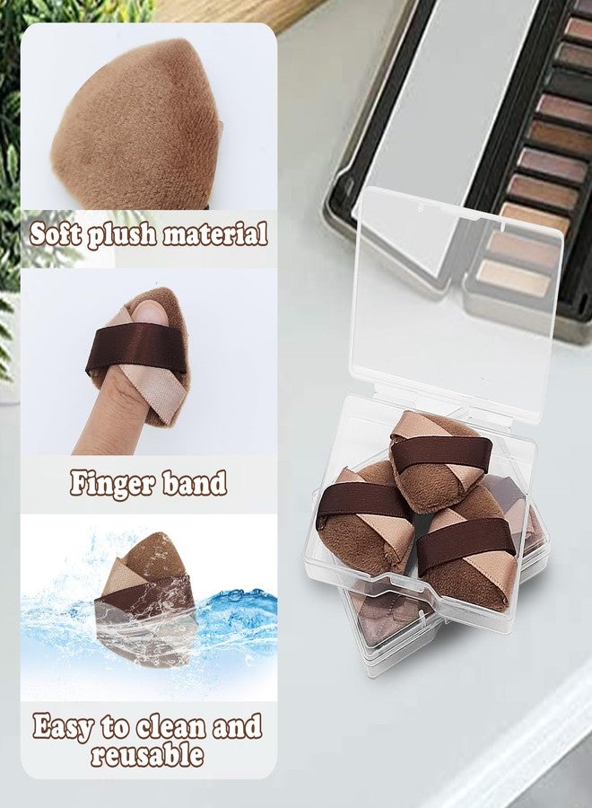 مجموعة LuckyOpt Mini Loose Powder Puff، 6 قطع من إسفنجات البودرة المخملية للأصابع مع حافظات سفر لتثبيت مكياج أحمر الخدود/الظلال/الهايلايتر/العيون، إسفنجات بودرة صغيرة قابلة لإعادة الاستخدام لإطلالة طبيعية ورقيقة (بني) - Image 2