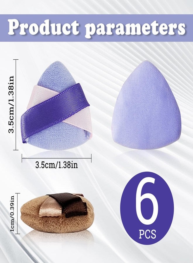 مجموعة LuckyOpt Mini Loose Powder Puff، 6 قطع من إسفنجات البودرة المخملية للأصابع مع حافظات سفر لتثبيت مكياج أحمر الخدود/الظلال/الهايلايتر/العيون، إسفنجات بودرة صغيرة قابلة لإعادة الاستخدام لإطلالة طبيعية ورقيقة (بني) - Image 4