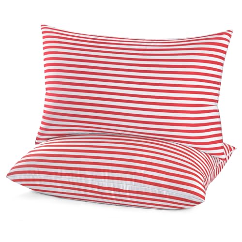 EIUE Bed Pillows for Sleeping 2 Pack Queen SizeSuper Soft Down Alternative Microfiber Filled PillowsPillows for Side and Back Sleepers20 x 30 InchesRed - Image 1