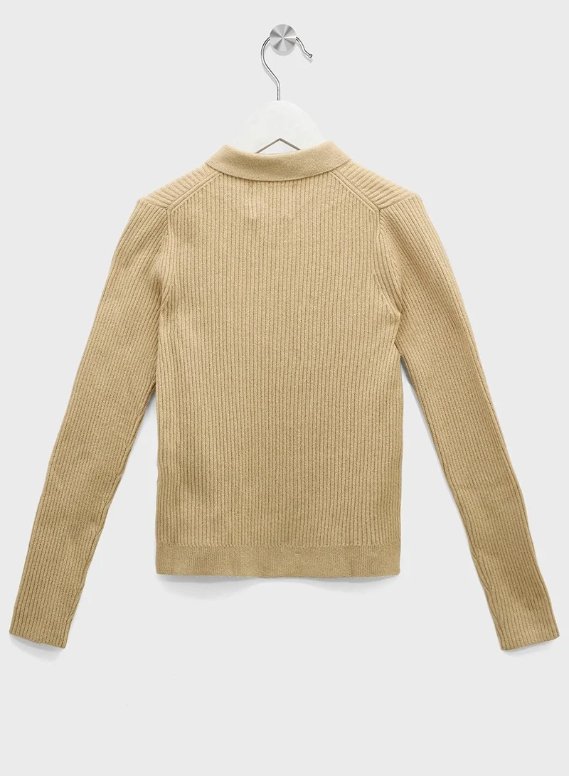 Calvin Klein Jeans beige Youth Essential Sweater for Women | Best Price UAE