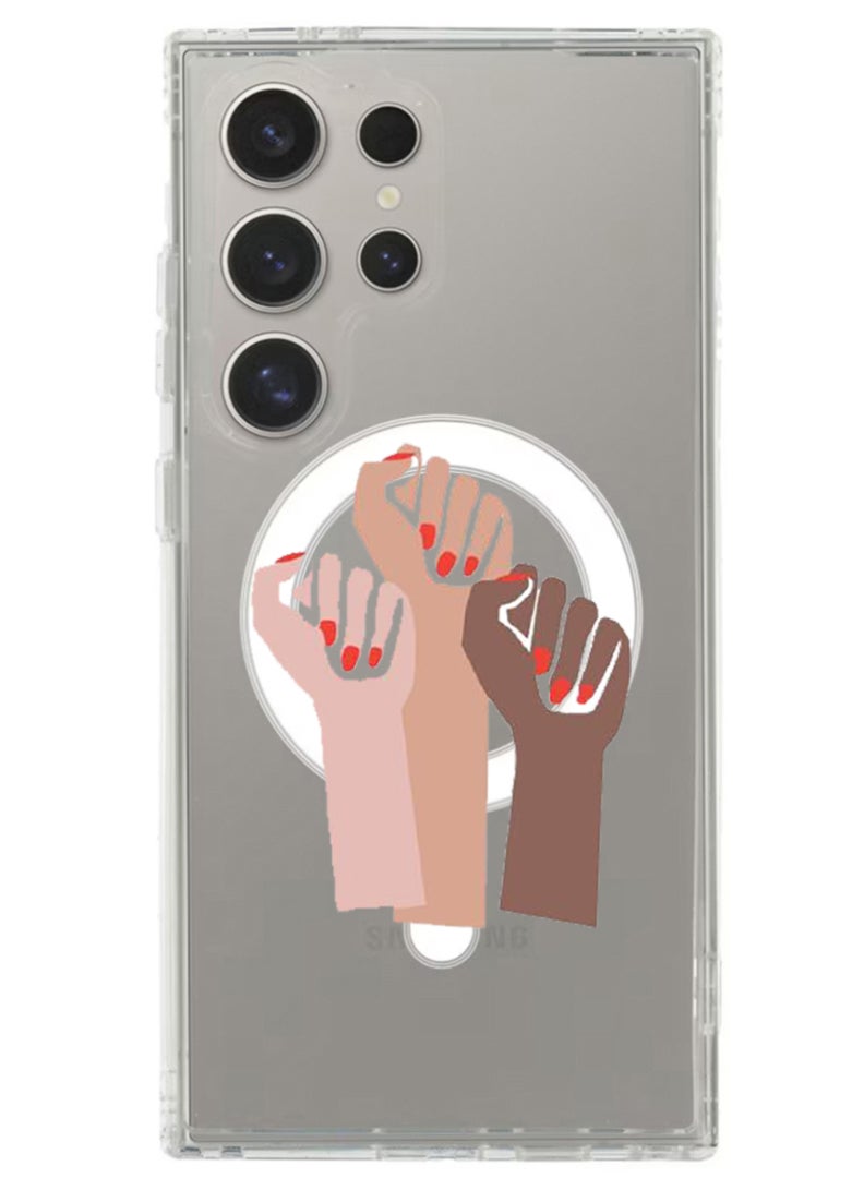 Theodor Magnetic Case for Samsung Galaxy S24 Ultra 6.8-inch Compatible with MagSafe Wireless Charging, Shockproof Phone Bumper Cover Girl power - Image 1