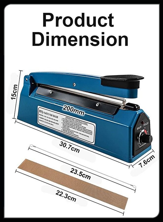 Toshionics Food Sealer Sealing Packaging Machine Electric Manual Hand Impulse Heat Vacuum For Plastic Packet Pouch Bag Polybag Packing Kitchen Seal Package 200mm  - Image 3