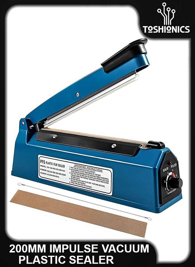 Toshionics Food Sealer Sealing Packaging Machine Electric Manual Hand Impulse Heat Vacuum For Plastic Packet Pouch Bag Polybag Packing Kitchen Seal Package 200mm  - Image 1