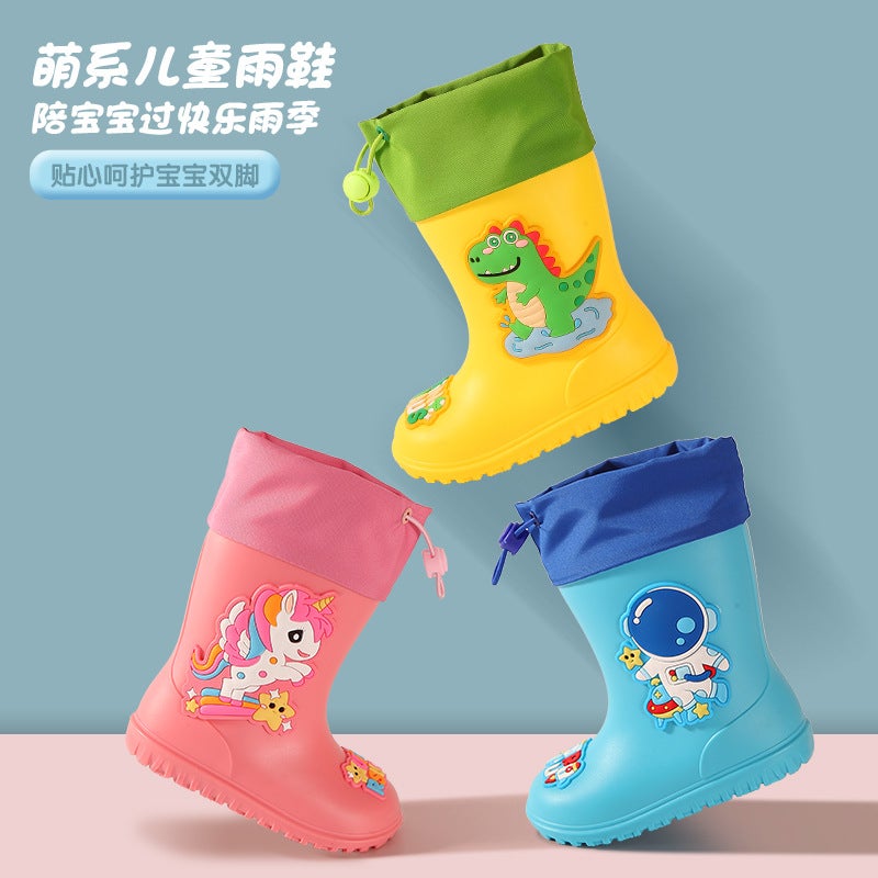 Children'S Rain Boots Men'S 2023 New Children'S Waterproof Shoes Non-Slip Boys Baby Rain Boots Fleece-Lined Detachable Boys - Image 5