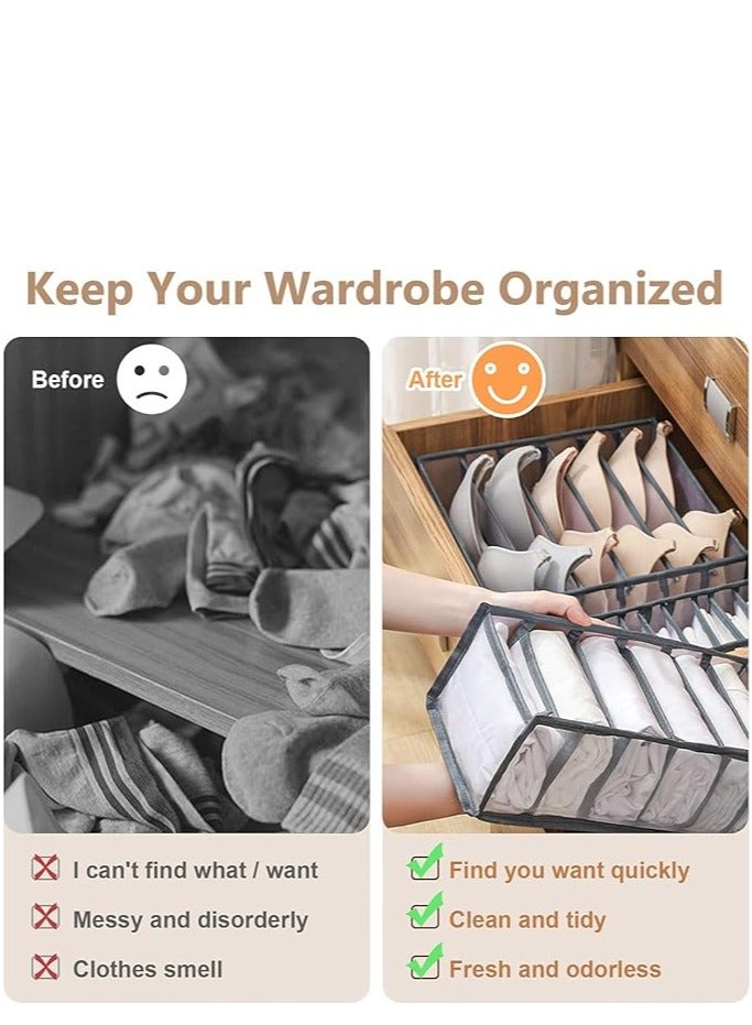3 Pack Underwear Storage Organizer, Mesh Clothes Drawer Organiser Foldable Storage Box Compartment, Multi-Grid Cabinet Organizers Divider Box for Organizing Bras Socks Ties Belts (3 Pack, Grey) ﻿  - Image 3