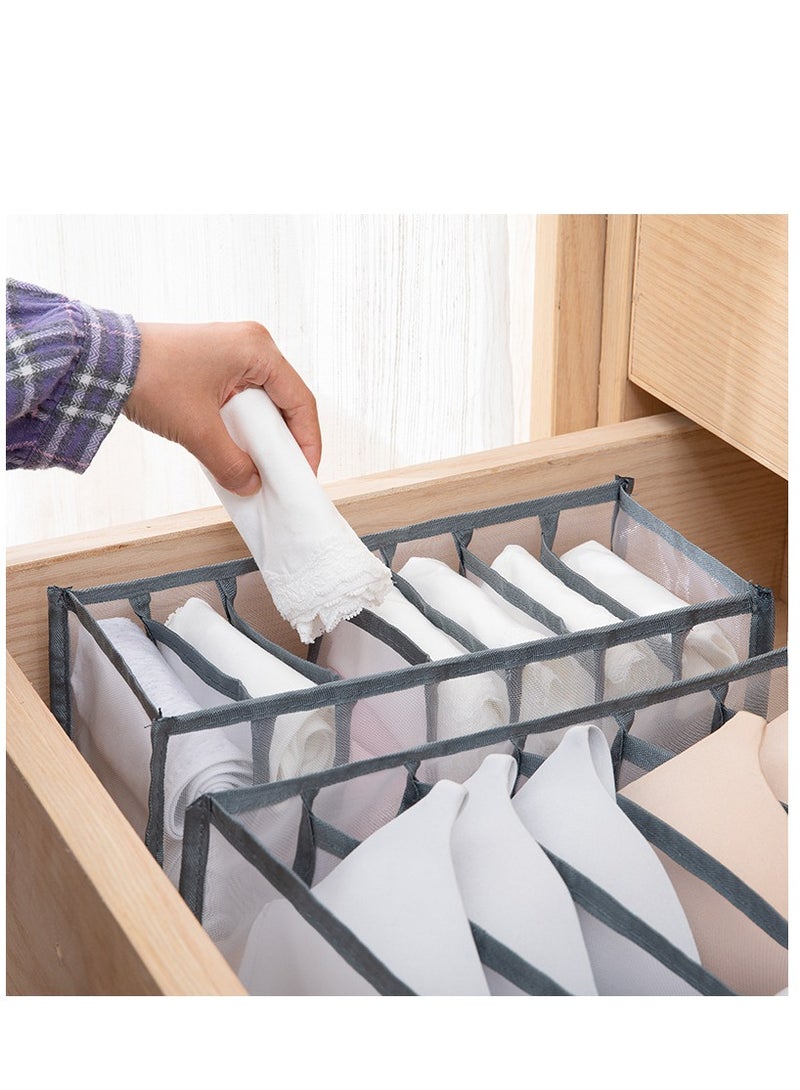 3 Pack Underwear Storage Organizer, Mesh Clothes Drawer Organiser Foldable Storage Box Compartment, Multi-Grid Cabinet Organizers Divider Box for Organizing Bras Socks Ties Belts (3 Pack, Grey) ﻿  - Image 5
