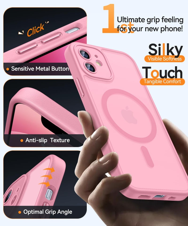 CANSHN Magnetic for iPhone 12 Mini Case, Upgraded [Full Camera Protection] [Compatible with Magsafe] [Translucent Matte] Shockproof Protective Phone Case for iPhone 12 Mini 5.4" - Pink - Image 5