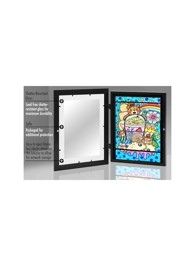 The Bros Kids Artwork Picture Frame, Walnut Art Frames, Front-Opening, Tempered Glass, and Elastic Straps, Horizontal and Vertical Formats, for Kids Art, Paint, School, Home or Office (Light Wood) - Image 2