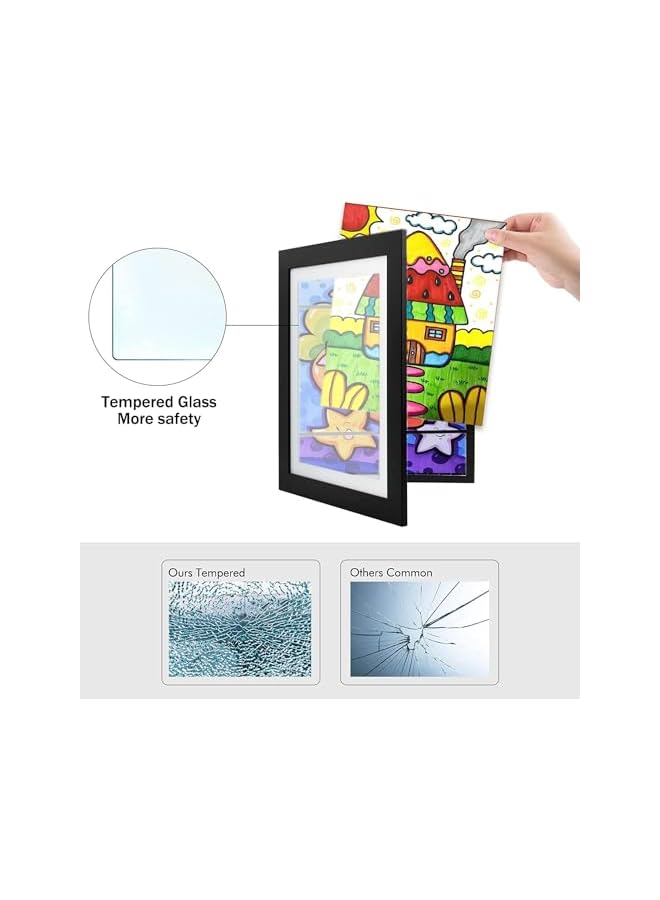 The Bros Kids Artwork Picture Frame, Walnut Art Frames, Front-Opening, Tempered Glass, and Elastic Straps, Horizontal and Vertical Formats, for Kids Art, Paint, School, Home or Office (Light Wood) - Image 5