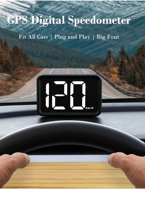 Car Digital GPS Speedometer HUD Head up Display Electronics Speed Alarm Vehicle Speed Compass Speed Gauge Plug and Play Gadgets For All Cars MPH KMH