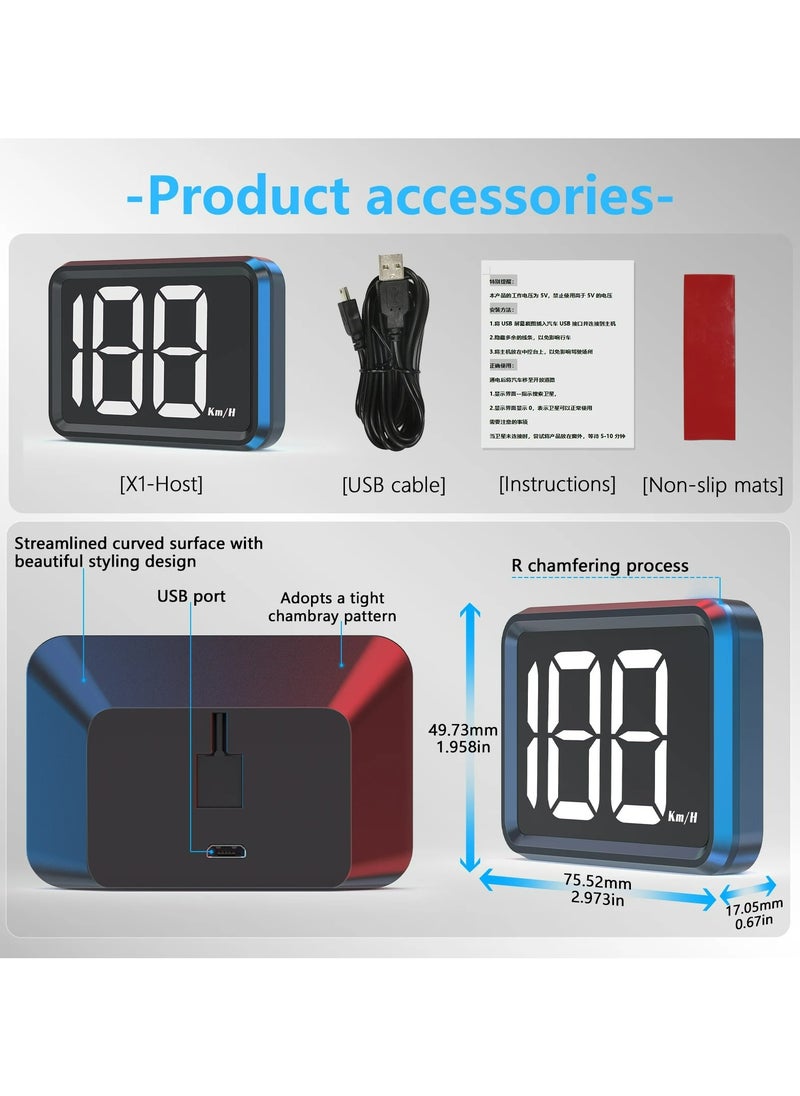 Generic - Car Digital GPS Speedometer HUD Head up Display Electronics Speed Alarm Vehicle Speed Compass Speed Gauge Plug and Play Gadgets For All Cars MPH KMH - Image 1