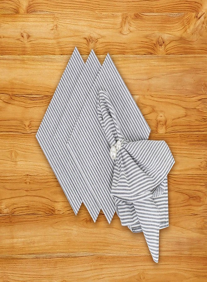 Fennco Styles Simple Ticking Stripes 100% Pure Cotton Table Napkins 20 x 20 Inch, Set of 4 - Grey Dinner Napkins for Everyday Use, Banquets, Family Gathering, Special Events and Home Décor - Image 4