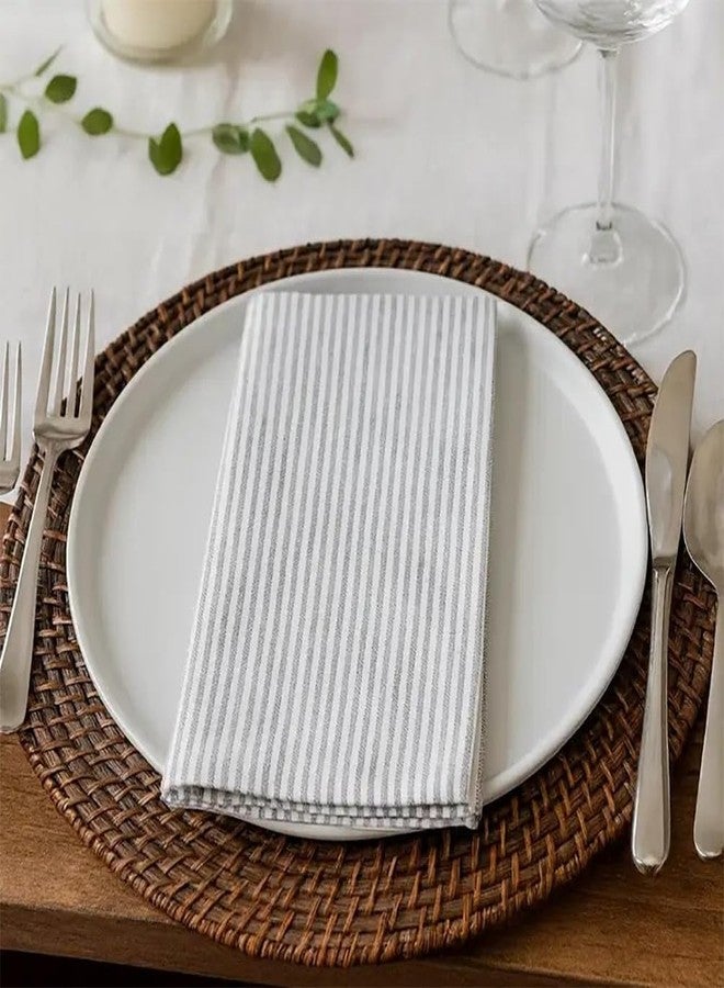 Fennco Styles Simple Ticking Stripes 100% Pure Cotton Table Napkins 20 x 20 Inch, Set of 4 - Grey Dinner Napkins for Everyday Use, Banquets, Family Gathering, Special Events and Home Décor - Image 1