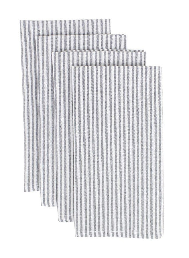 Fennco Styles Simple Ticking Stripes 100% Pure Cotton Table Napkins 20 x 20 Inch, Set of 4 - Grey Dinner Napkins for Everyday Use, Banquets, Family Gathering, Special Events and Home Décor - Image 2