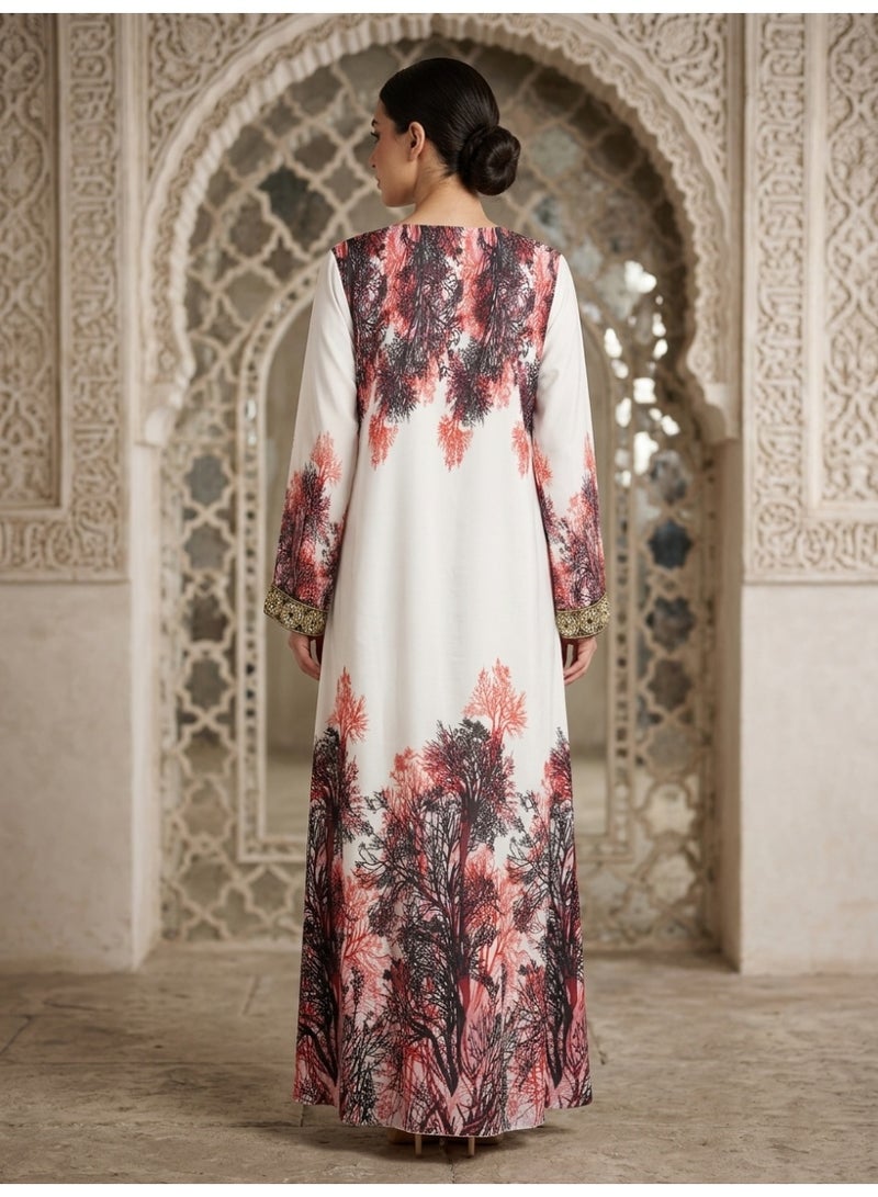 Alaya Women Floral Embroidered Chiffon Kaftan-AL3830A - Image 4