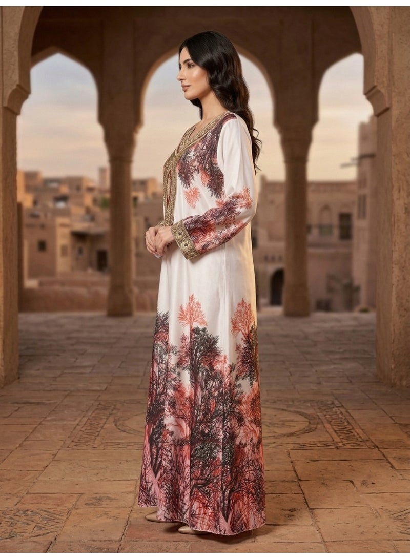 Alaya Women Floral Embroidered Chiffon Kaftan-AL3830A - Image 2