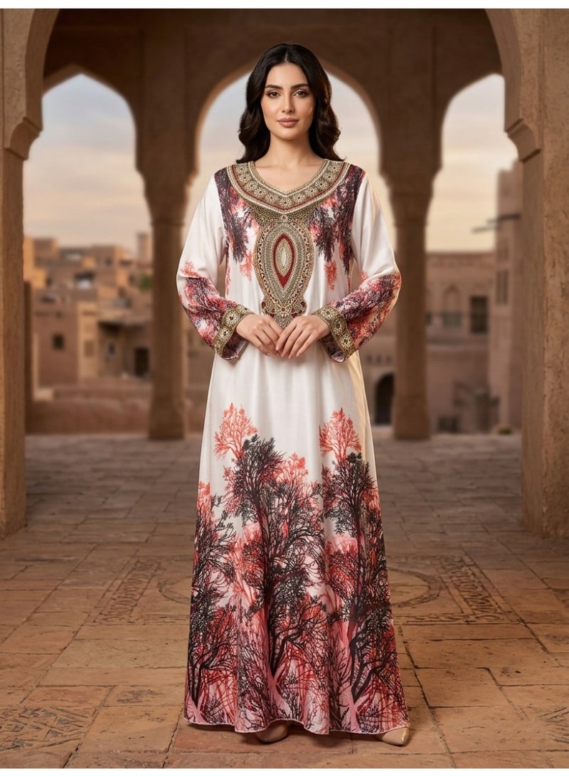 Alaya Women Floral Embroidered Chiffon Kaftan-AL3830A - Image 3