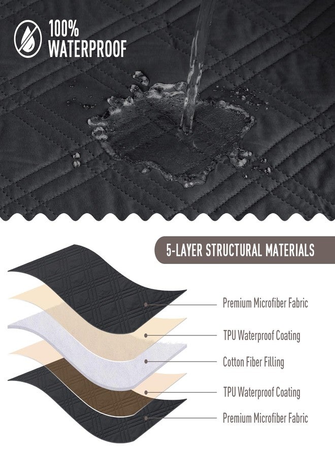 TAOCOCO 100% Waterproof Reversible Couch Cushion Cover for Dogs & Pets - Chaise & Sectional Sofa U Shape Couch Furniture Protector Slipcover (Black) - Image 3