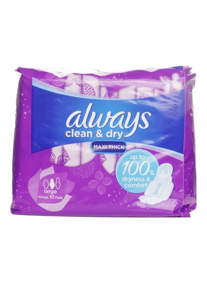 Always Maxi Thick Clean & Dry Sanitary Napkins, 10 Pcs