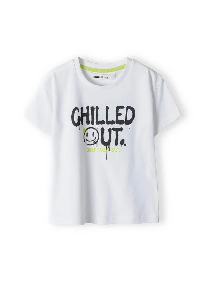 MINOTI Boys t-shirt graphic contrast neck white