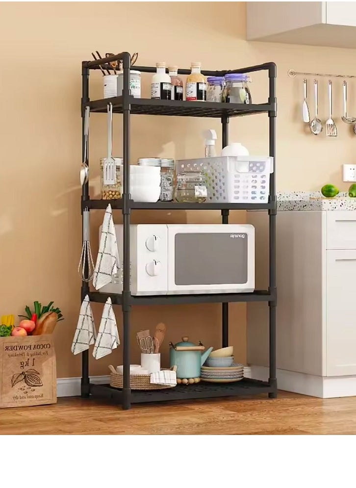 Generic 4 Tier Storage Shelves Kitchen Bakers Rack with Storage Cabinet Cupboard Organizer Bookcase Microwave Oven Stand for Living Room And Kitchen 50x27x115cm  - Image 1