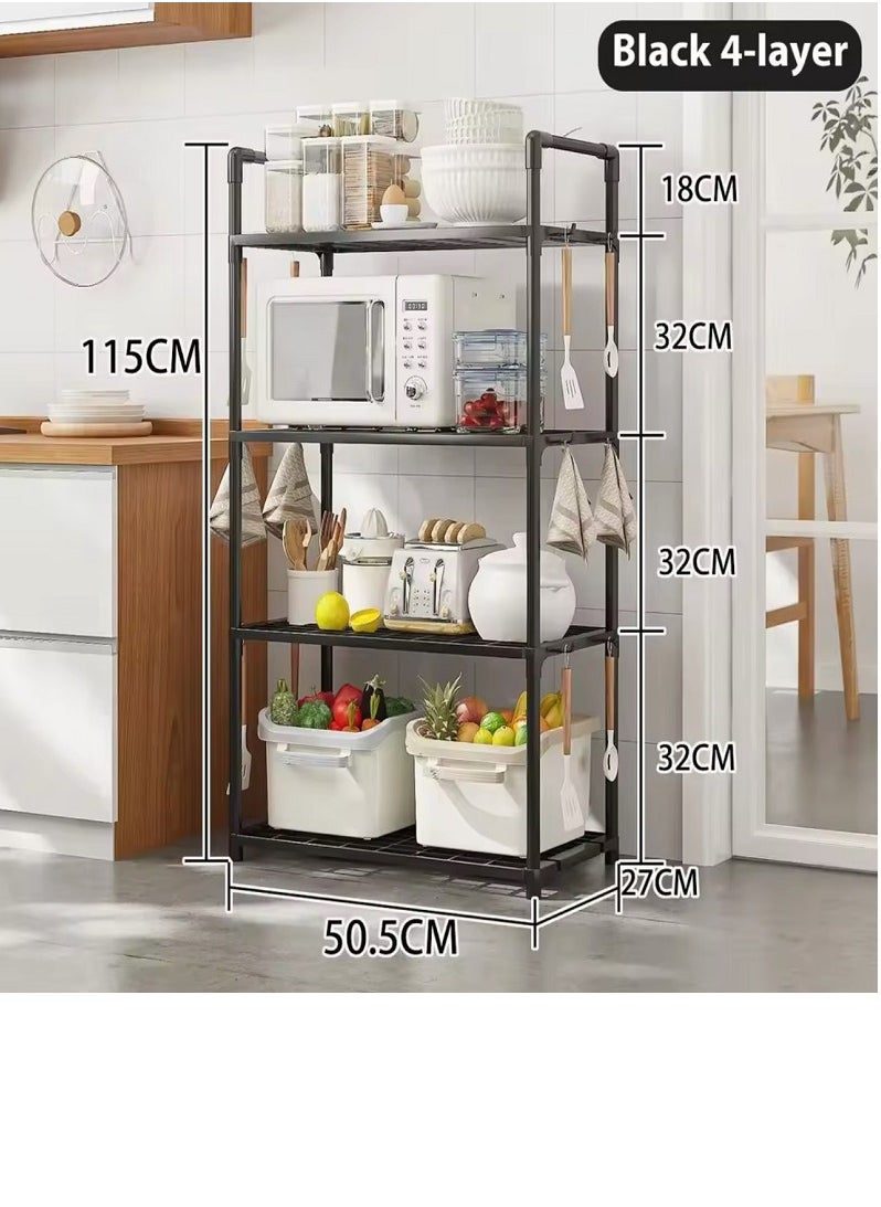 Generic 4 Tier Storage Shelves Kitchen Bakers Rack with Storage Cabinet Cupboard Organizer Bookcase Microwave Oven Stand for Living Room And Kitchen 50x27x115cm  - Image 3