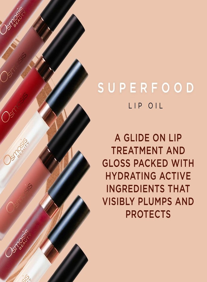 OSMOSIS Superfood Lip Oil, Nourishing Tinted Lip Gloss, Deep Hydration Lip Plumper Peptides for Fuller Lips, Garnet, 0.12 Oz - Image 2